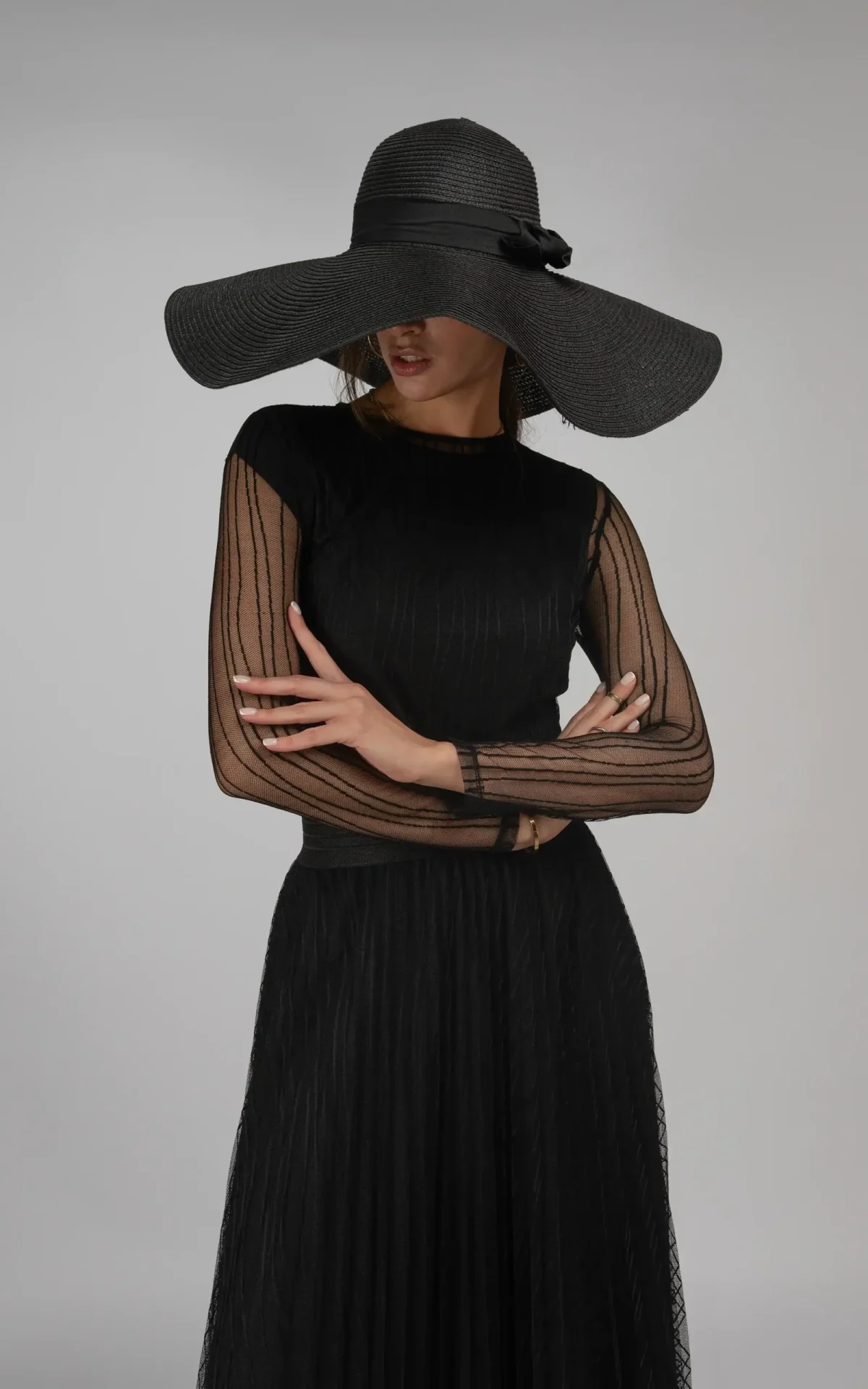 بادی مشکی توری آستین بلند مجلسی بهار-تابستانه نوادو