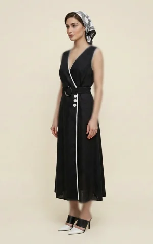 پیراهن زنانه میدی کمردار نوادو کد 405014031848 - Image 3