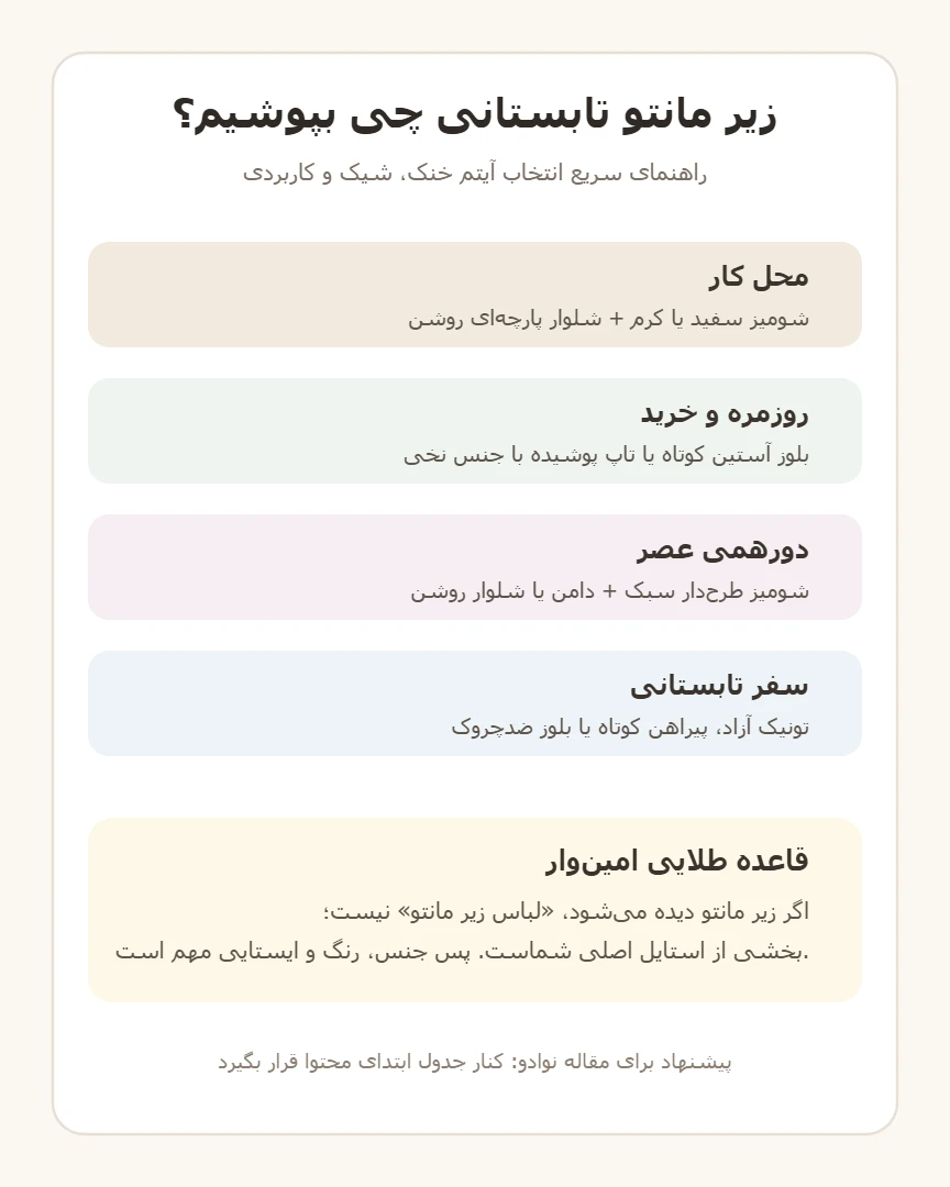 اینفوگرافی زیر مانتو تابستانی چی بپوشم