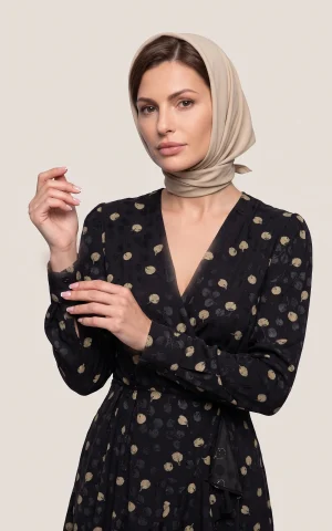 پیراهن زنانه مشکی کوتاه طرح‌دار یقه هفت آستین بلند nevado کد 405014051898 - تصویر 2