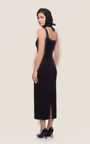 پیراهن زنانه مشکی بلند بدون آستین چاک‌دار nevado کد 405014521915 - تصویر 2