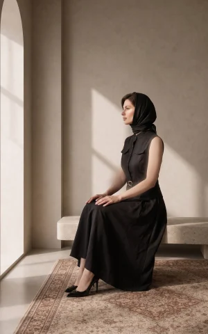 پیراهن زنانه بدون آستین با کمربند و دامن کلوش nevado کد 405014551642 - تصویر 3