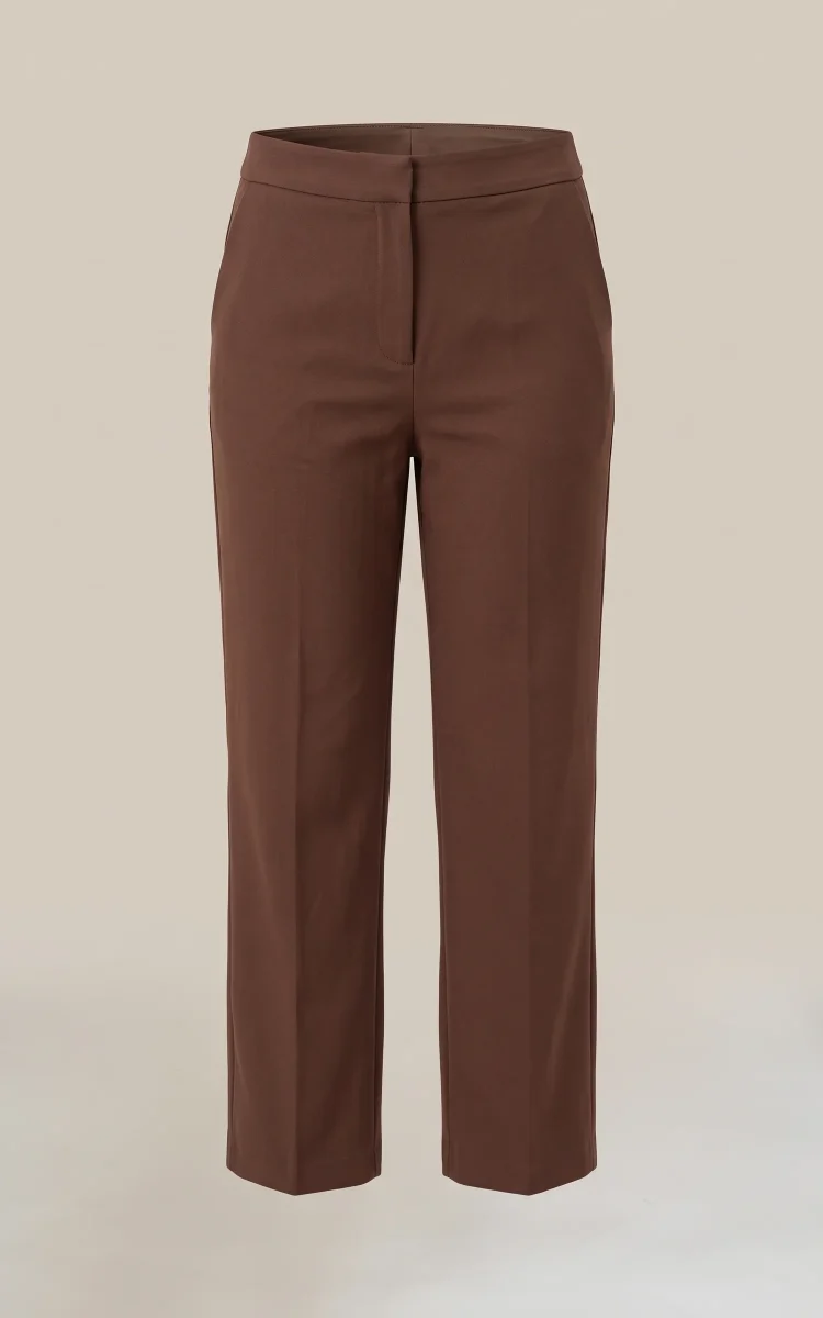شلوار زنانه قهوه‌ای ساده با پاچه‌های راسته