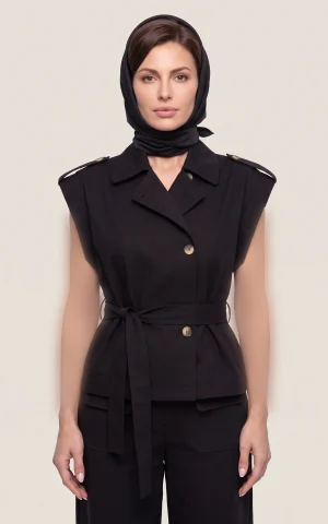 جلیقه زنانه مشکی مدل ترنچ nevado کد 405133011995 - تصویر 2